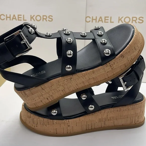 MICHAEL KORS Selah Studded Platform Gladiator Silver Studded Sandal
Black 
New - Picture 14 of 16